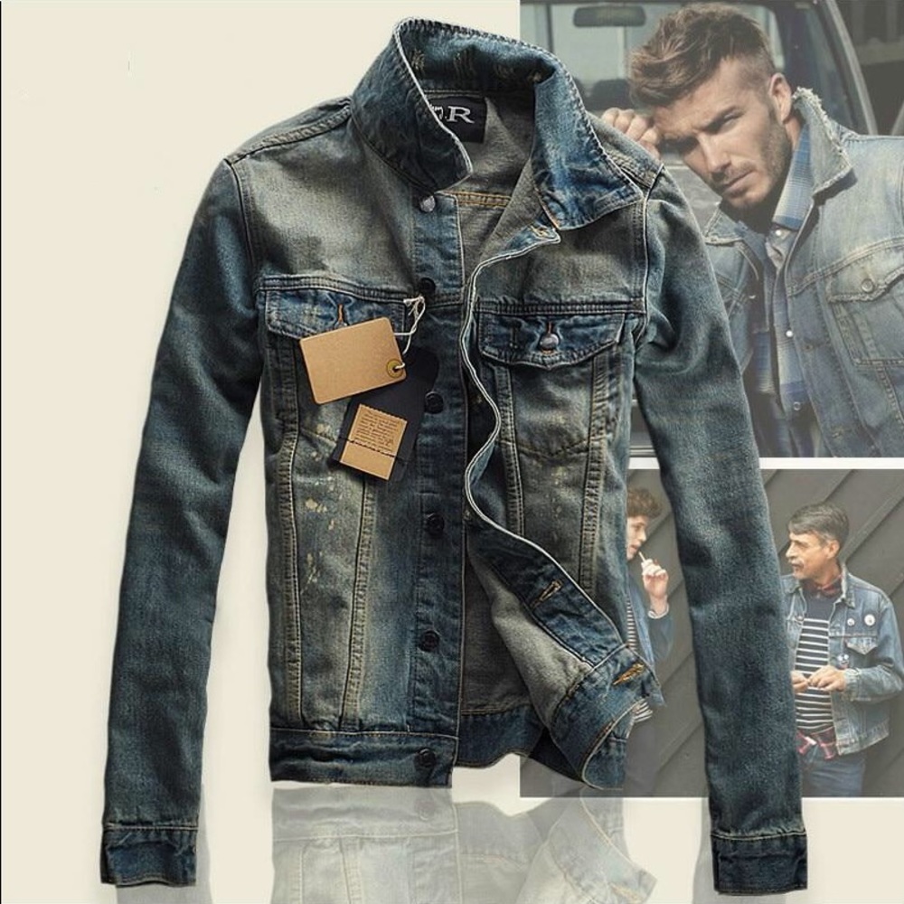 Men Jean Denim Vintage Jacket